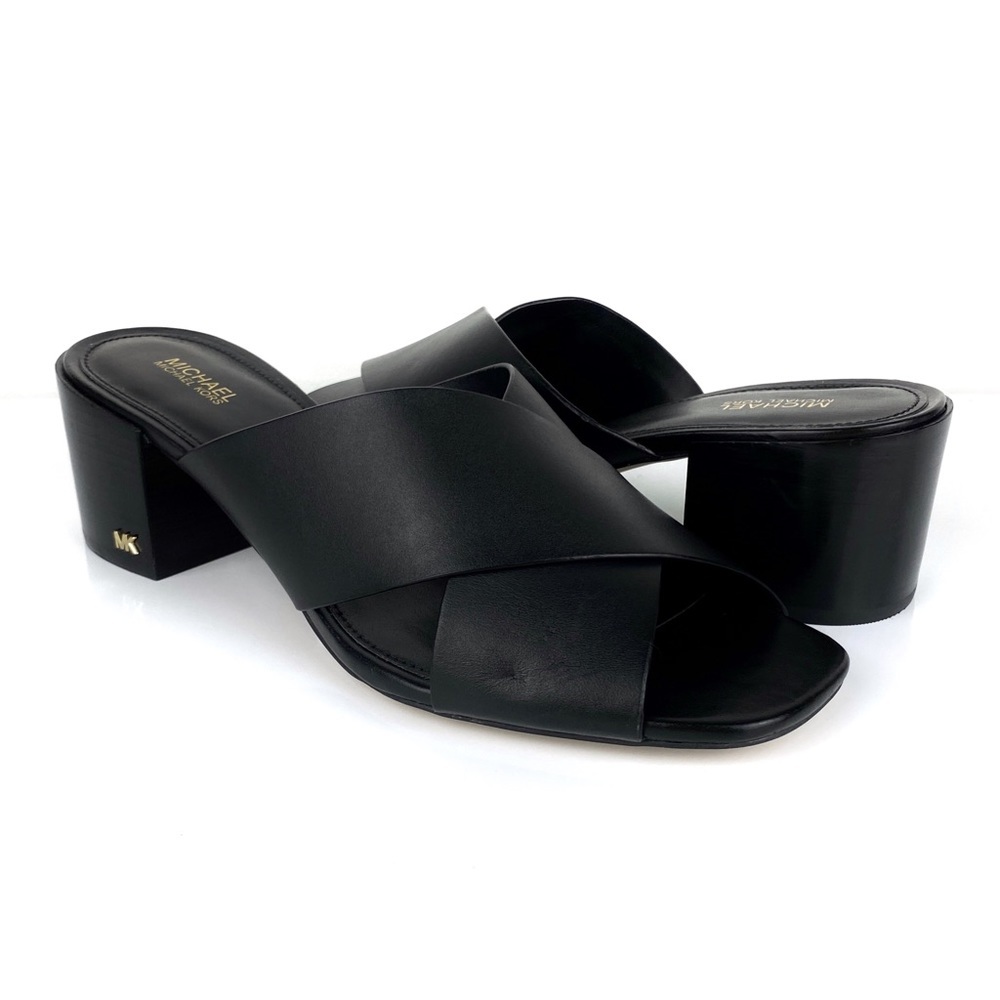 MICHAEL Michael Kors Women's Abbott Crisscross Slide Sandals Black